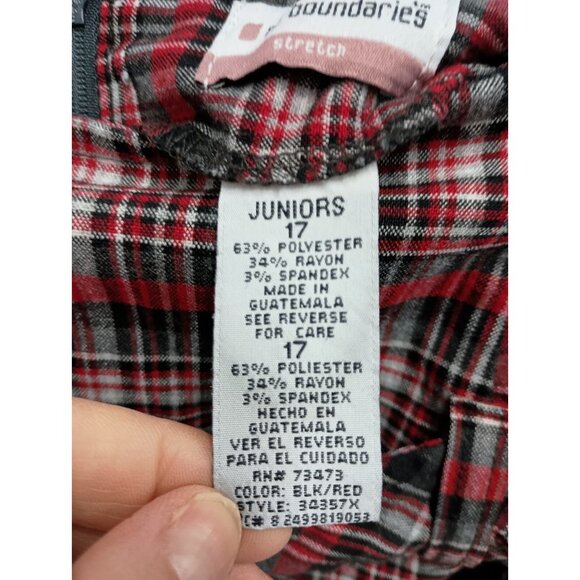 Vintage Y2K No Boundaries Womens Mini Skirt Size 17 Red Plaid Pleated Grunge - Picture 4 of 7